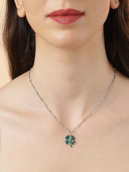 Stone Story By Shruti - 925 Sterling Silver Lucky Clover Charm Necklace