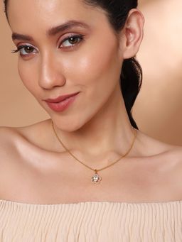 Stone Story By Shruti - 925 Sterling Silver Women 18K Gold Plated Quartz Floret Pendant Necklace