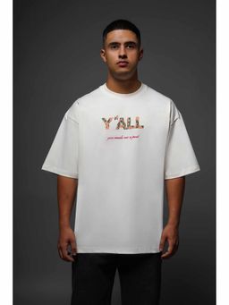 Y'ALL - White Printed T-Shirt