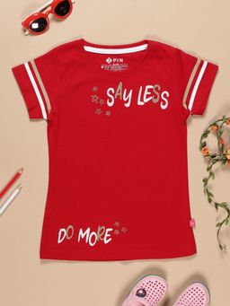 3PIN - Abstract Cotton Red Round Neck Half Sleeve T-Shirt