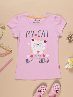 3PIN - Abstract Cotton Pink Round Neck Half Sleeve T-Shirt