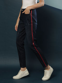 PINACOLADA - Womens Side Stripe Navy Blue Jeans