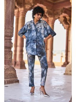 dash and dot - Blue Boxy Embroidered Co-Ord (Set of 2)