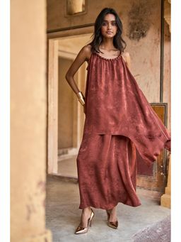 dash and dot - Borwn Beaded Printed Top and Skirt (Set of 2)