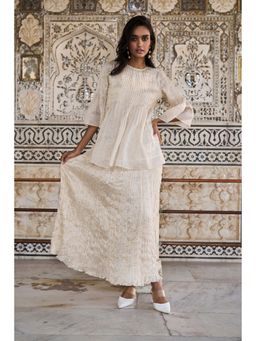 dash and dot - Ivory Stripe Pleated Top and Crinkled Skirt (Set of 2)