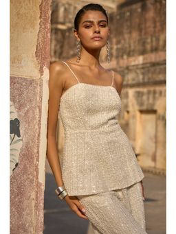 dash and dot - Pearl Embroidered Peplum Top