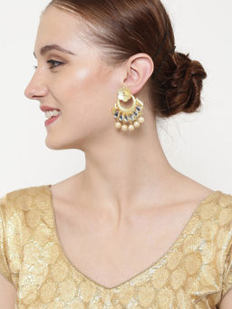 PANASH - Gold-Toned White Crescent Shaped Chandbalis