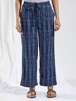 Fabindia - Blue Cotton Ikat Casual Pant