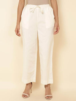 Fabindia - Natural Beige Cotton Full Length Formal Pant