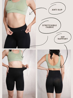 CrossKulture - Black Anti-Slip Silicone Strip Shapewear Shorts