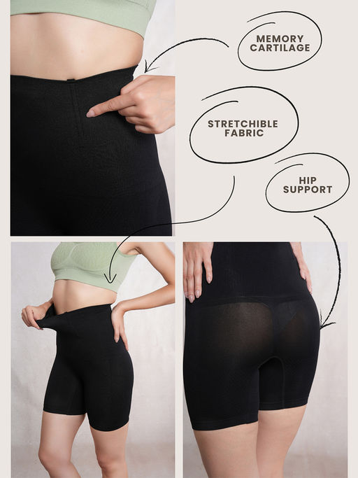 CrossKulture Black High Waist Seamless Tummy Control Shapewear Shorts