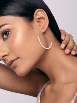 Indya - White Multi Pearl Fish Hook Earwire Earrings