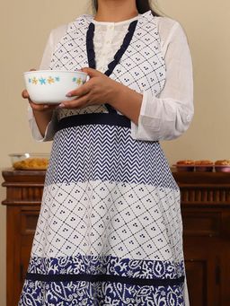 RATAN JAIPUR - TG Frill Patch Indigo Cotton Apron
