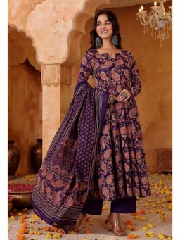 Gahan - Elegant Rayon Blend Printed Anarkali Kurta with Pant & Dupatta