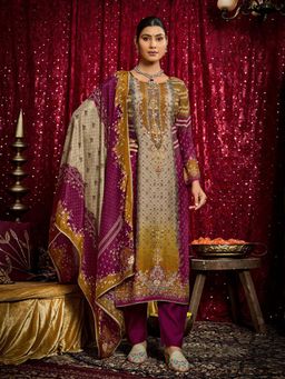 Gahan - Pure Muslin Zari Ari Gota Patti Embroidered Digital Print Kurta with Pant & Dupatta