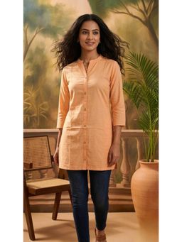 Gahan - Peach Solid Casual Cotton Fabric Short Kurti