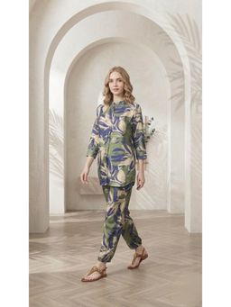 Gahan - Blue Designer Floral Printed Cotton Co-Ord Set