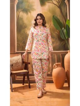 Gahan - Pink Designer Floral Printed Cotton Co-Ord Set
