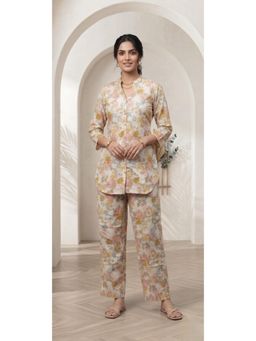 Gahan - Mustard Designer Floral Printed Cotton Co-Ord Set