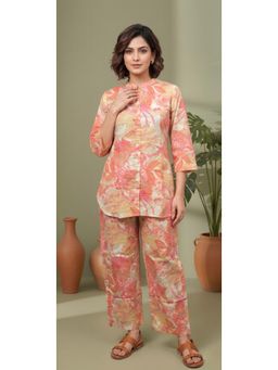 Gahan - Pink Designer Floral Printed Cotton Co-Ord Set