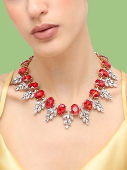 Sohi - Silver Plated Party Designer Stone Statement Necklace For Women