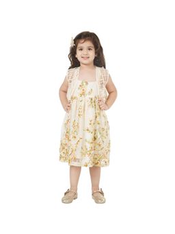 Tic Tac Toe Kids - Girls Beautifully Floral Embroidered Jacket And Dress (Set of 2)