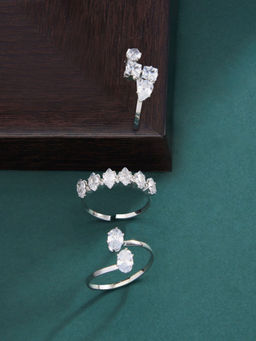 Zaveri Pearls - Silver Tone Contemporary Rings-ZPFK13682 (Set of 3)