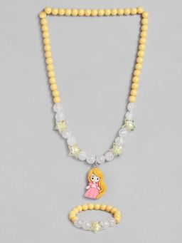 EL REGALO - Kids Girls Jewellery Necklace and Bracelet Combo Yellow (Set of 2)