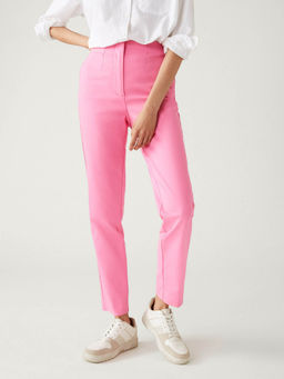 Marks & Spencer - Pink Cotton Blend Slim Fit Ankle Grazer Pant