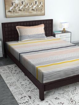HOSTA HOMES - Polycotton Multicolor Bed Sheet with Pillow Covers (Single)