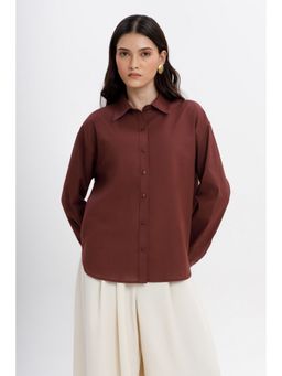 COLOR CAPITAL - Brown Relaxed Fit Linen Shirt