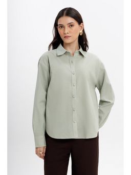 COLOR CAPITAL - Green Relaxed Fit Linen Shirt