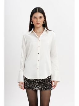 COLOR CAPITAL - White Satin Finish Shirt