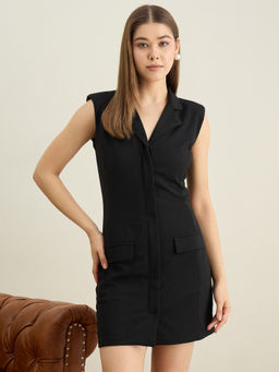 StyleStone - Women Black Polyester Solid Bodycon Dress