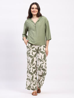 Global Republic - Green Rayon Blend Printed Top and Pant