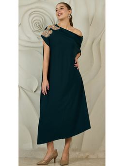 AAREIN - Women Green Polyester Embellished Kaftan Dress