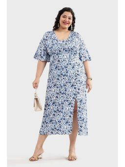 Virgio - Women Blue Viscose Floral A-Line Dress