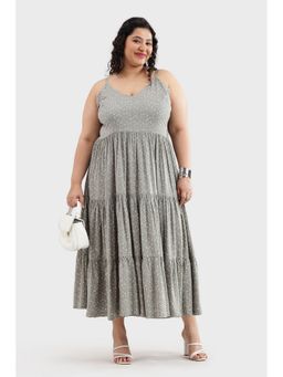 Virgio - Women Brown Viscose Floral Flared Dress