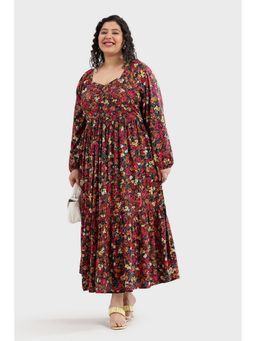 Virgio - Women Multi-Color Viscose Floral Flared Dress