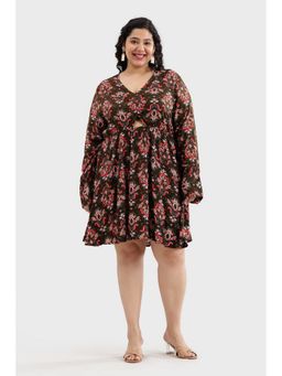 Virgio - Women Multi-Color Viscose Floral Flared Dress