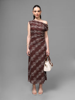 Kazo - Women Brown Shells Abstract Bodycon Dress