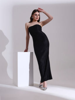 SALVIA SKY - Women Black Lurex Embellished Bodycon Dress