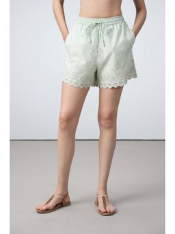 SAVA - Broidery Anglaise Elasticated Waist Green Shorts