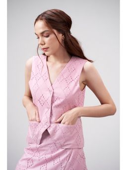 SAVA - Pink Eyelet Embroidery Top