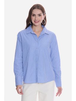 Virgio - Striped Cotton Blue and White Pin Striped Women Shirt
