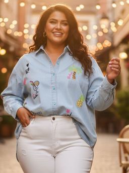 Zolo Label - Women Stylish Patchwork Cotton Denim Shirt