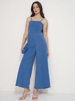 TOKYO TALKIES - Blue Strappy Flared Legs Jumpsuit