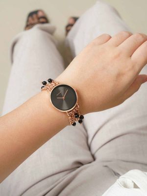 Buy Joker & Witch Adaline Black Sunray Dial Single Wrap Rose Gold