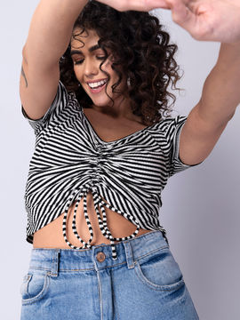 striped knit crop top