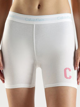 Calvin Klein - Typography White Mid Rise Boyshorts